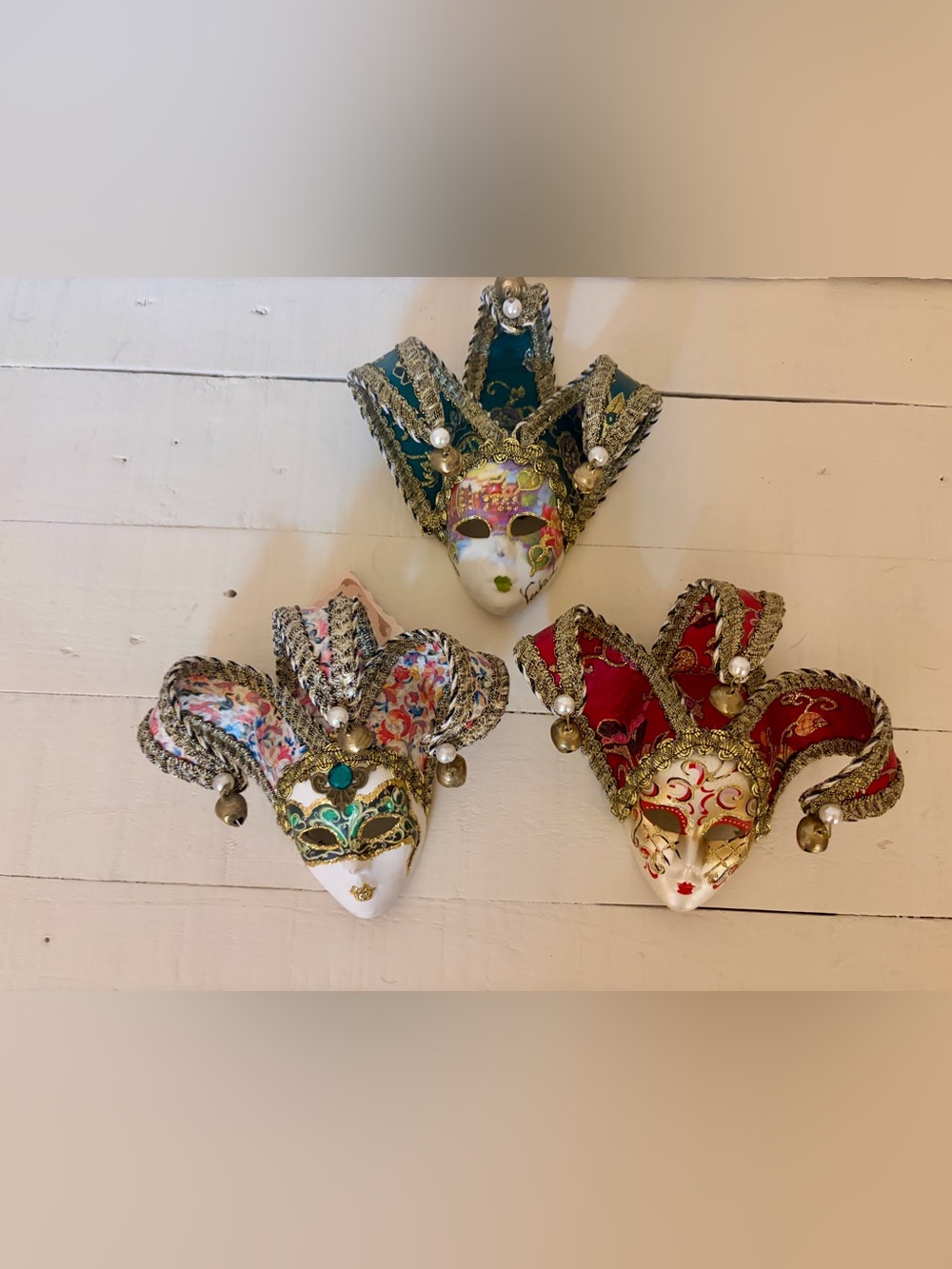 Vintage Venetian Jester Wall Masks Trio La Maschera Del Galeone 5.5” x 5”